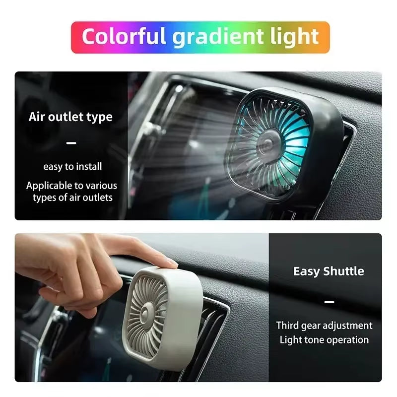 AeroCool™ Mini Car Vent Fan  High-Speed Cooling • Ultra Quiet • USB Powered