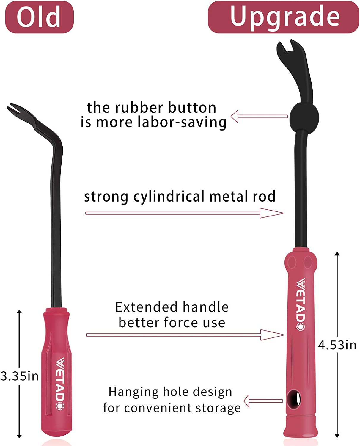 Trim Removal Tool, Car Upholstery Repair Kit, Car Door Audio Panel Trim Removal Set, Fastener Terminal Remover Tool Set Clips Pry Kit Auto Clip Pliers (8PCS Red)