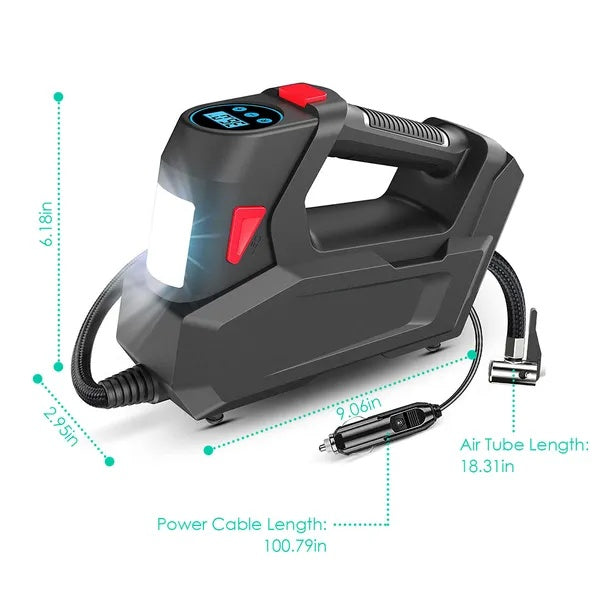 PocketPump™ 120PSI Digital Air Compressor with LED Display ; Portable tire inflator with digital display.