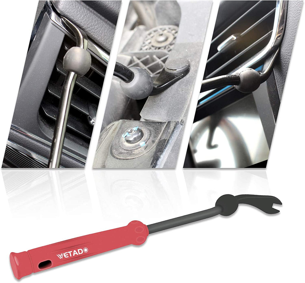 Trim Removal Tool, Car Upholstery Repair Kit, Car Door Audio Panel Trim Removal Set, Fastener Terminal Remover Tool Set Clips Pry Kit Auto Clip Pliers (8PCS Red)