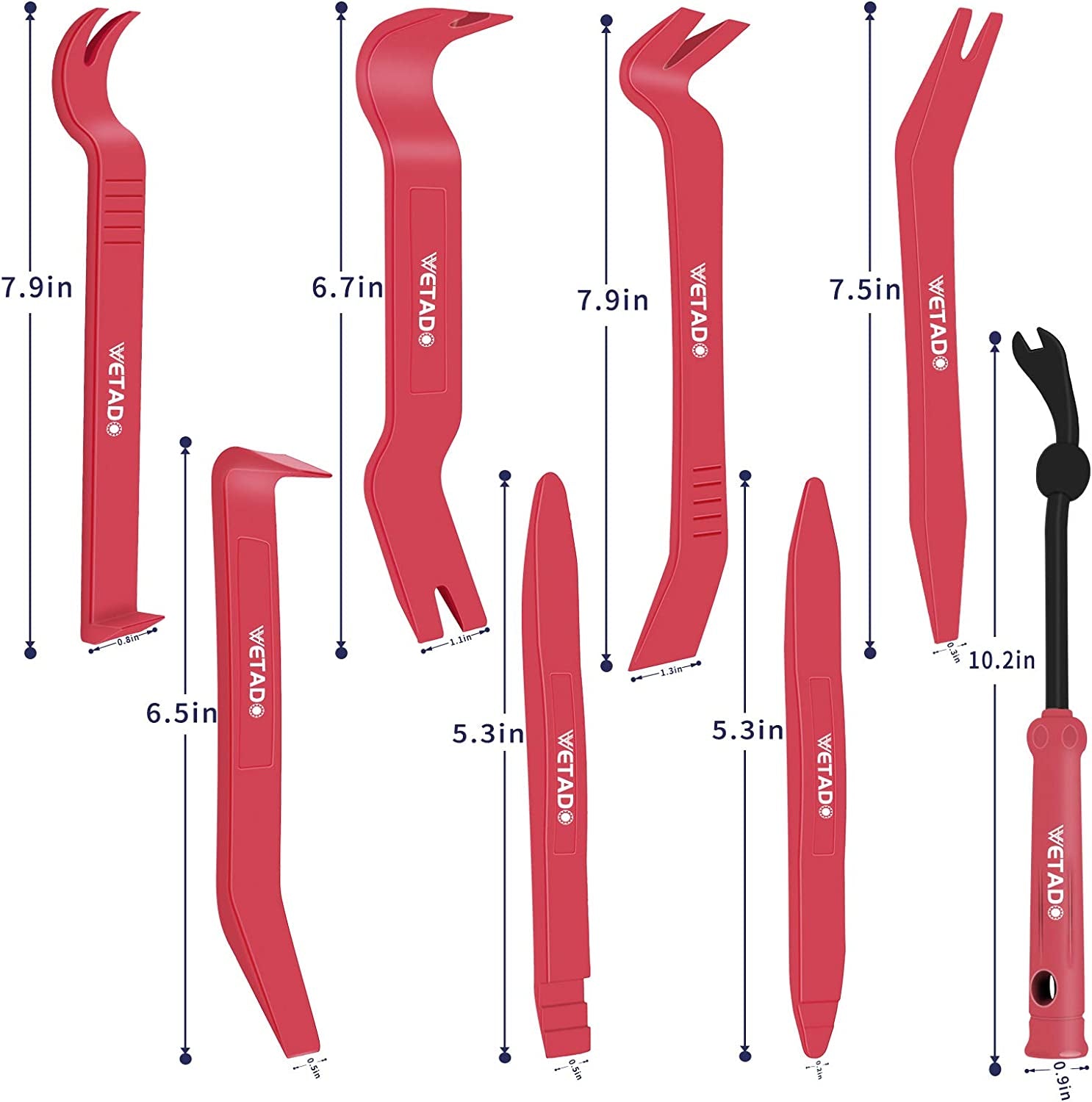 Trim Removal Tool, Car Upholstery Repair Kit, Car Door Audio Panel Trim Removal Set, Fastener Terminal Remover Tool Set Clips Pry Kit Auto Clip Pliers (8PCS Red)