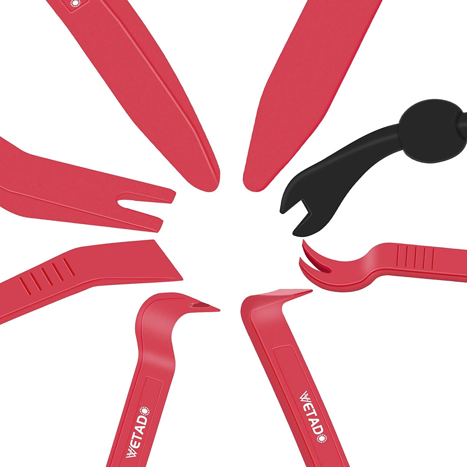 Trim Removal Tool, Car Upholstery Repair Kit, Car Door Audio Panel Trim Removal Set, Fastener Terminal Remover Tool Set Clips Pry Kit Auto Clip Pliers (8PCS Red)